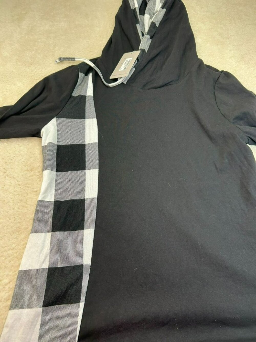 Messic Women Hooded Tunic Tops Plaid Black & Gray Long Sleeve XXL Lot of 2 - Picture 6 of 6